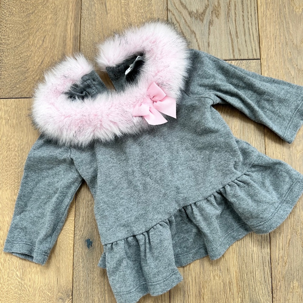 Like New Fur Collar Peplum Top Size 2T